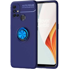 Kvy One Plus Nord N10 5g Yüzüklü Manyetik Ravel Kılıf Mavi