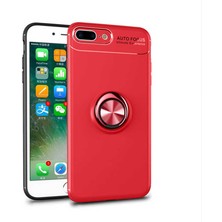 Kvy iPhone 7 Plus Yüzüklü Manyetik Ravel Kılıf Nano Ekran Koruyucu Full Setkırmızı