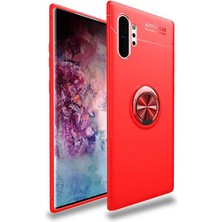 Kvy Samsung Galaxy Note 10 Plus Yüzüklü Manyetik Ravel Kılıf Kırmızı