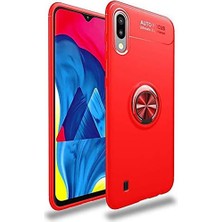 Kvy Samsung Galaxy A01 Yüzüklü Manyetik Ravel Kılıf Nano Ekran Koruyucu Full Setkırmızı