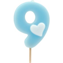 Festivall 9 Yaş Kalpli Mavi Kürdan Mum MM-R101