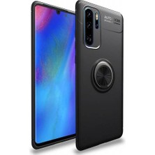 Kvy Huawei P30 Pro Yüzüklü Manyetik Ravel Kılıf Nano Ekran Koruyucu Full Setsiyah