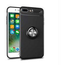 Kvy iPhone 7 Plus Yüzüklü Manyetik Ravel Kılıf Nano Ekran Koruyucu Full Setsiyah