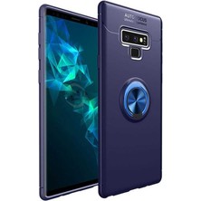 Kvy Samsung Galaxy Note 9 Yüzüklü Manyetik Ravel Kılıf Nano Ekran Koruyucu Full Setmavi