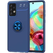 Kvy Samsung Galaxy A32 5g Yüzüklü Manyetik Ravel Kılıf Nano Ekran Koruyucu Full Setmavi