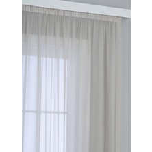 Gauze Fabric Design Kullanıma Hazır Sade Açık Gri Tül Perde (1'e 2.5 Orta Pile)