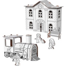 Arnas Toys 5104 Train Station 3D Maket Karton Boyama Tren Garı