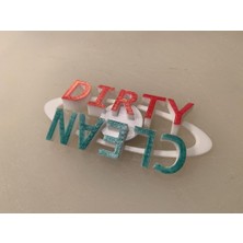 Aeon Store Temiz / Kirli Manyetik Flip Burcu - Bulaşık Yıkama Yemekleri - Çamaşırhane (25X4MM Magnet) Plastik Aparat