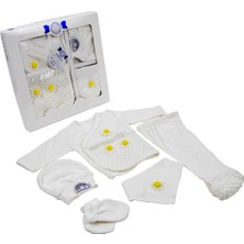 Tangmoda Kız Bebek Yenidoğan Giyim Seti 5 Parça Sarı Papatya Desenli Hastane Çıkışı