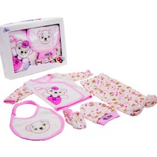 Tangmoda Kız Bebek Yenidoğan Giyim Seti 5 Parça Pembe Panda Desenli Hastane Çıkışı