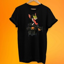 Remonz Kedi Scarface Baskılı %100 Pamuk Oversize T-Shirt Büyük Beden Tişört