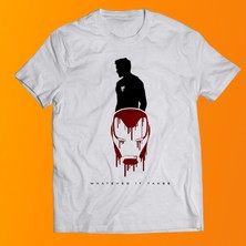 Remonz Tony Stark Baskılı %100 Pamuk Oversize T-Shirt Büyük Beden Tişört