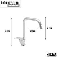 Kustar Krom Mix Köşe Borulu Mutfak Eviye Bataryası Oynar Perlatörlü