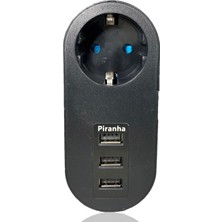 Piranha 3385 1li Priz 3 USB Girişli Akım Korumalı