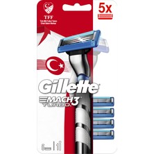 Gillette Mach3 Turbo Tıraş Makinesi + 5 Yedek Tıraş Bıçağı Milli Takım Özel Paketi