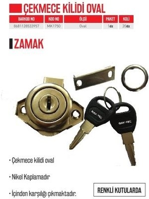 Bay-Tec Çekmece Kilidi Oval (MK1750)
