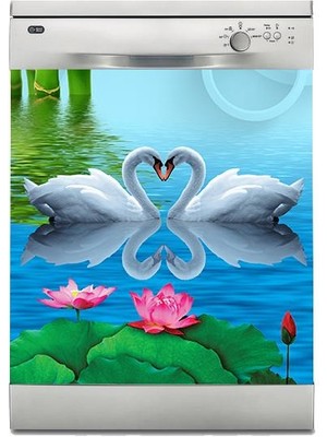 Sticker Art Bulaşık Makinesi Sticker Kaplama Beyaz Eşya Kaplama Bambu Kuğu