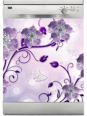 Sticker Art Bulaşık Makinesi Sticker Kaplama Beyaz Eşya Kaplama Çiçek Mücevher
