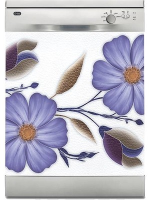 Sticker Art Bulaşık Makinesi Sticker Kaplama Beyaz Eşya Kaplama Mor-Çiçek