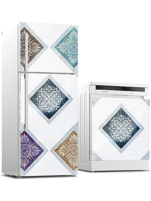 Sticker Art Buzdolabı ve Bulaşık Makinası Beyaz Eşya Sticker Kaplama 3D Karo
