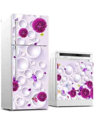 Sticker Art Buzdolabı ve Bulaşık Makinası Beyaz Eşya Sticker Kaplama Beyaz Halka