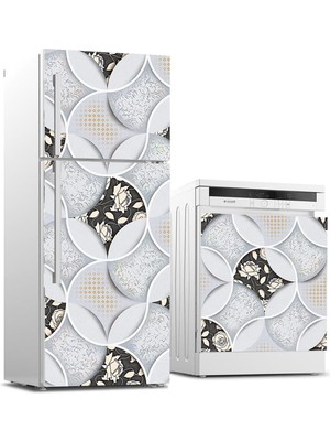 Sticker Art Buzdolabı ve Bulaşık Makinası Beyaz Eşya Sticker Kaplama Duvar Karo