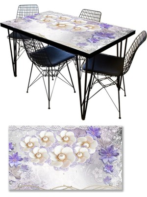 Sticker Art Masa Kaplama Folyosu Mobilya Masa Kaplama Folyoları 3D Beyaz Çiçek