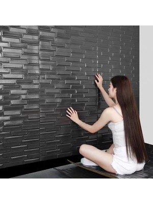 Renkli Duvarlar NW66 Siyah Opak Arkası Yapışkanlı Esnek Silinebilir Duvar Paneli Duvar Kağıdı