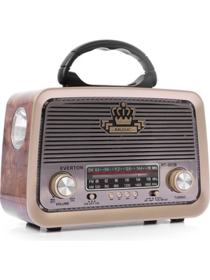 Everton wellpower RT-301 El Fenerli Taşınabilir Nostaljik Radyo Hoparlör USB Tf Aux Destekli