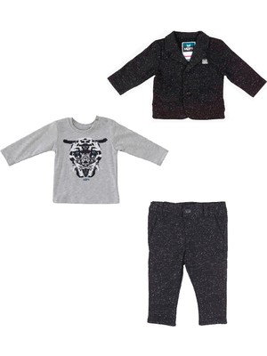 Bebepan Rock Sweatshirt Ceket Pantolon Erkek Çocuk 3-30 Ay Bordo Alt Üst Takım