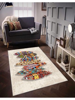 STY Home Krem Tüy  Kaymaz Tabanlı Halı Makinede Yıkanabilir Antialerjik Halı Kilim Yolluk