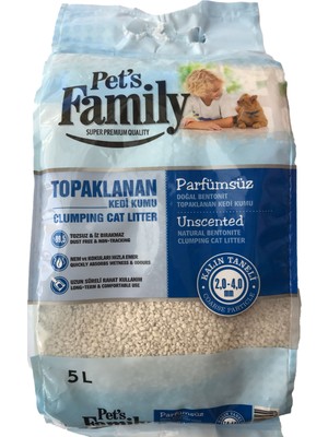 Pets Family Topaklanan Parfümsüz Doğal Bentonit Kalın Taneli Kedi Kumu 5 L