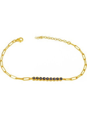 Mistik Silver Mineli Nazar Boncuğu Gümüş Bileklik