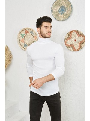 Catspy Erkek Beyaz Boğazlı Kazak