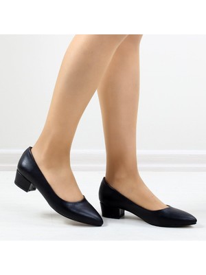 Pabucmarketi Siyah Cilt Bayan Stiletto Ayakkabı
