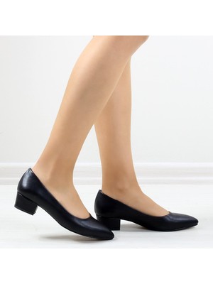 Pabucmarketi Siyah Cilt Bayan Stiletto Ayakkabı