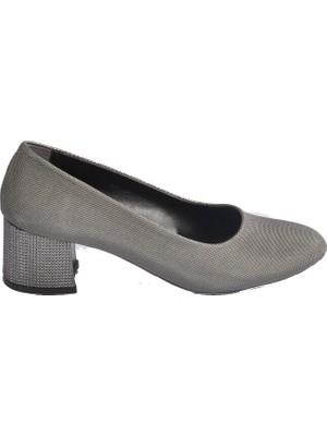 Pabucmarketi Platin Kadın Topuklu Ayakkabı