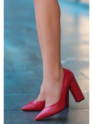 Pabucmarketi Kırmızı Topuklu Ayakkabı Kadın
