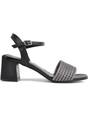 Pabucmarketi Siyah Kadın Topuklu Sandalet