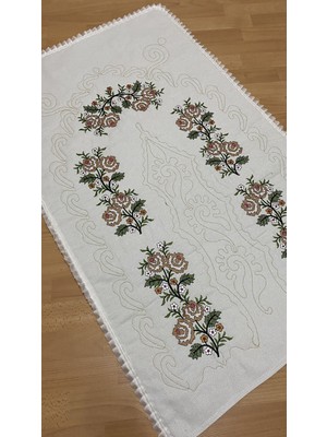 Ayhanhome Çeyizlik Kaneviçe Etamin Işleme Nakışlı %100 Pamuk Keten Seccadekrem*sarı