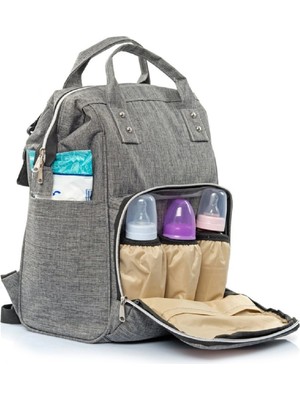 Tangmoda Gri Unisex Bebek Bakım Çantası Termos Bölmeli Bebek Bezi Taşıma Çantası
