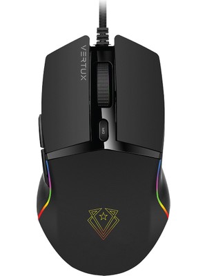 Vertux Argon Siyah - Oyuncu Mouse Gecikmesiz Hassas Oyun Özel LED Işıklı 6.400 Dpı