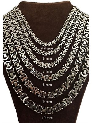 Osmanlı Gümüş 6mm Euro Kral Gümüş Erkek Kolye Zincir Oksitli Model Gkleurokral-Syh