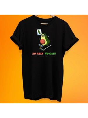 Remonz No Pain No Gain Avakado Baskılı %100 Pamuk Oversize T-Shirt Büyük Beden Tişört