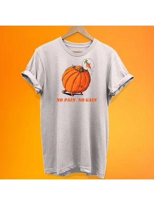 Remonz No Pain No Gain Baskılı %100 Pamuk Oversize T-Shirt Büyük Beden Tişört