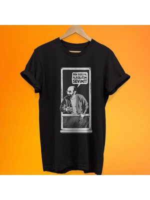 Remonz Bizimkiler Cemil Baskılı %100 Pamuk Oversize T-Shirt Büyük Beden Tişört