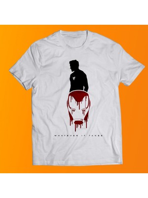Remonz Tony Stark Baskılı %100 Pamuk Oversize T-Shirt Büyük Beden Tişört