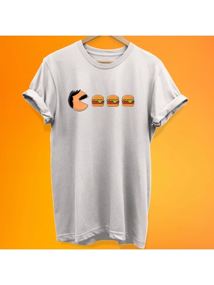 Remonz Pac Burger Baskılı %100 Pamuk Oversize T-Shirt Büyük Beden Tişört