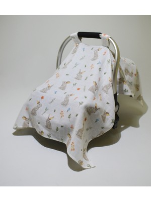 Paris In Paris Puset Örtüsü %100 Pamuk Müslin Kumaş Tavşan Figürlü