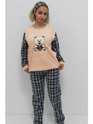 Laviyosa Panda Desenli Pijama Takımı Pudra